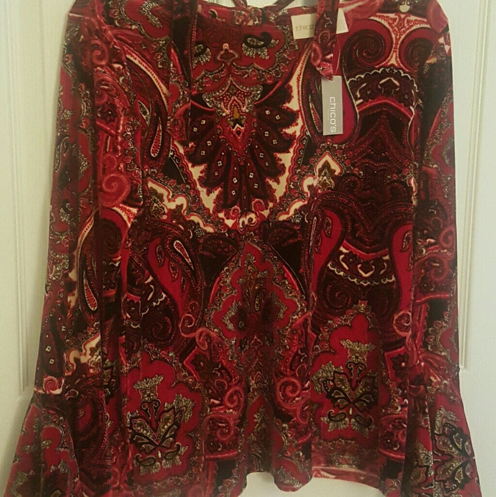 CHICO'S women's  velvet  tie back blouse